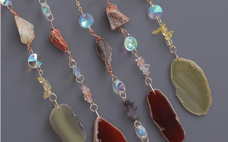 Crystal Tree of Life Dreamcatcher with Agate Slices