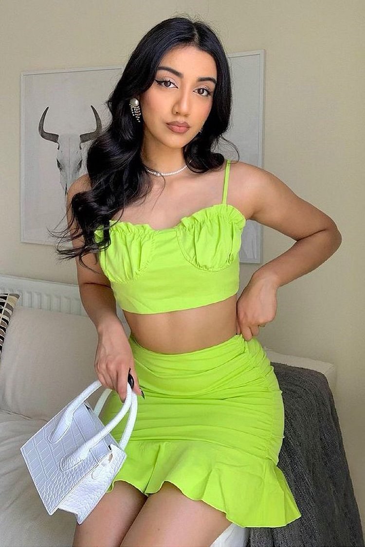 Green Peplum Frill Skirt Katch Me