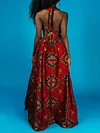 Split-Side Lace-Up Condole Belt Maxi Dresses