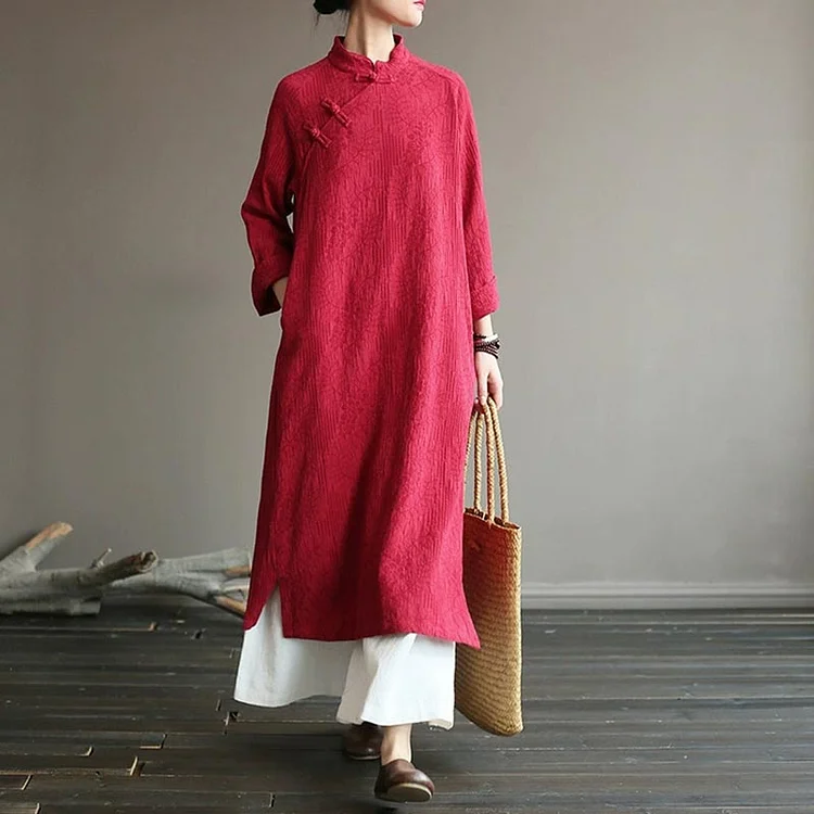Vintage Pure Color Split Hem Dress - Modakawa modakawa