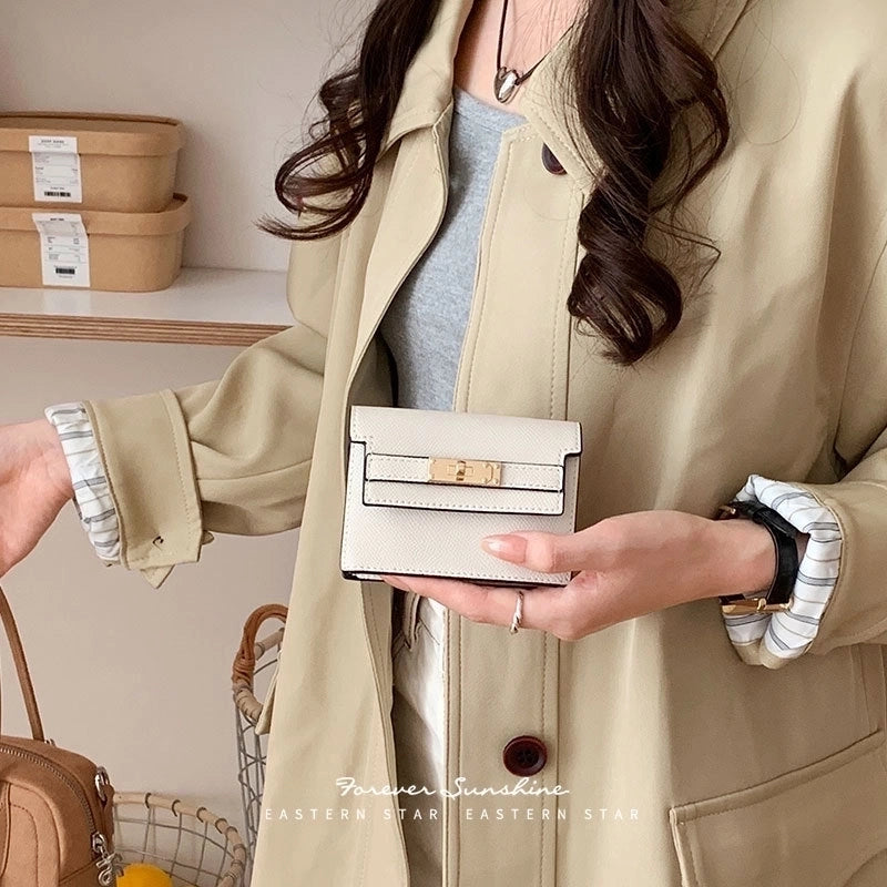 Women’s Solid Color Pu Leather Lock Clasp Wallets