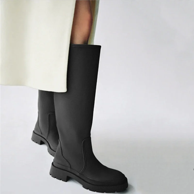 Brand Design Ins Women Long Boots Flat Heel Shoes Women Winter Warm Knee High Boots Fashion Shoes Female Footwear Botas De Mujer
