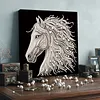 Peinture de perles de cheval maison avec cadre en bois 30x30 cm art en perles