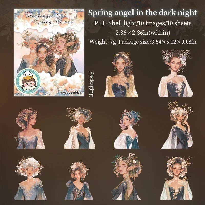 PET Sticker - Messenger of Spring Flower Series Vintage Character Landscaping Material Collage 