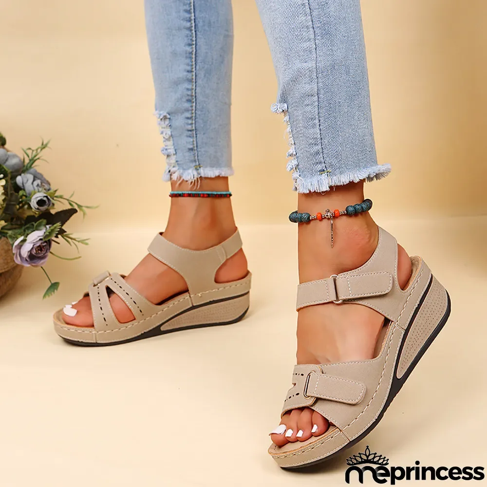 Black Casual Daily Hollowed Out Patchwork Solid Color Fish Mouth Comfortable Shoes