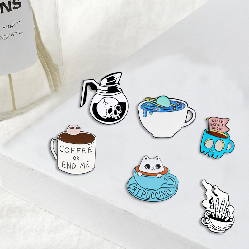VEINTI+1 Coffee Pins Enamel Lapel Pins Buttons Retro Coffee Cup Brooch for Backpacks Hat Pins for Women(11pcs Coffee)