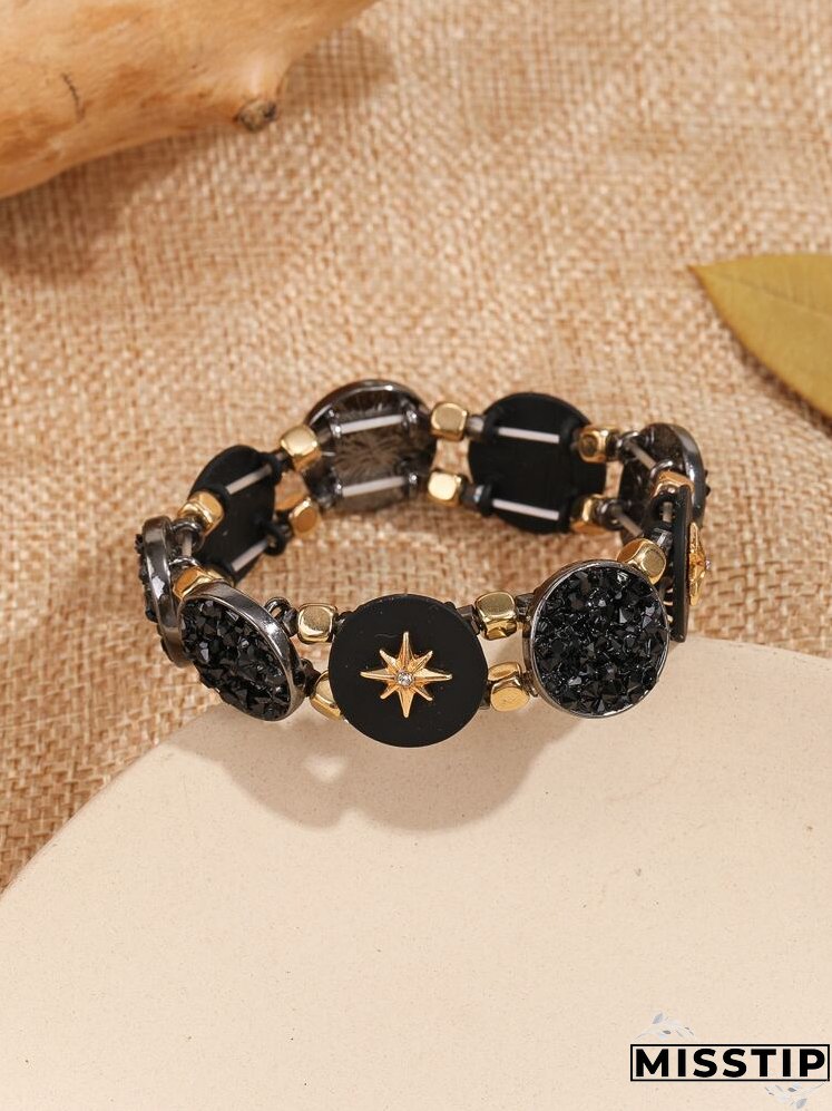 Rhinestone Detail Round Decor Bracelet