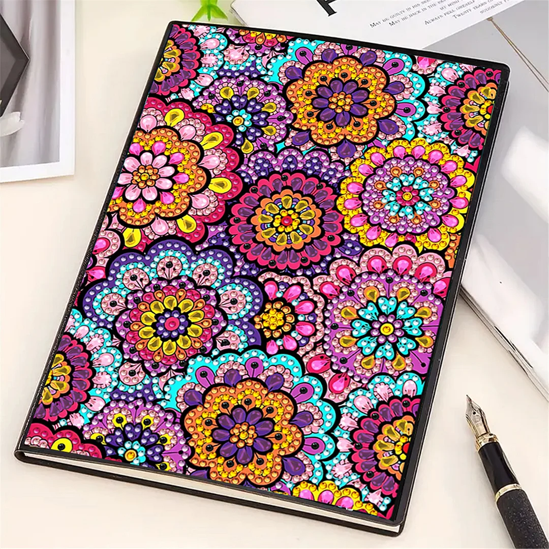 DIY Flower Diamond Painting Journals Notebooks 50 Pages A5 No Lines Special Shaped Diamond Art Kits for Beginners Craft Lovers and Artists (Mandala Pattern)