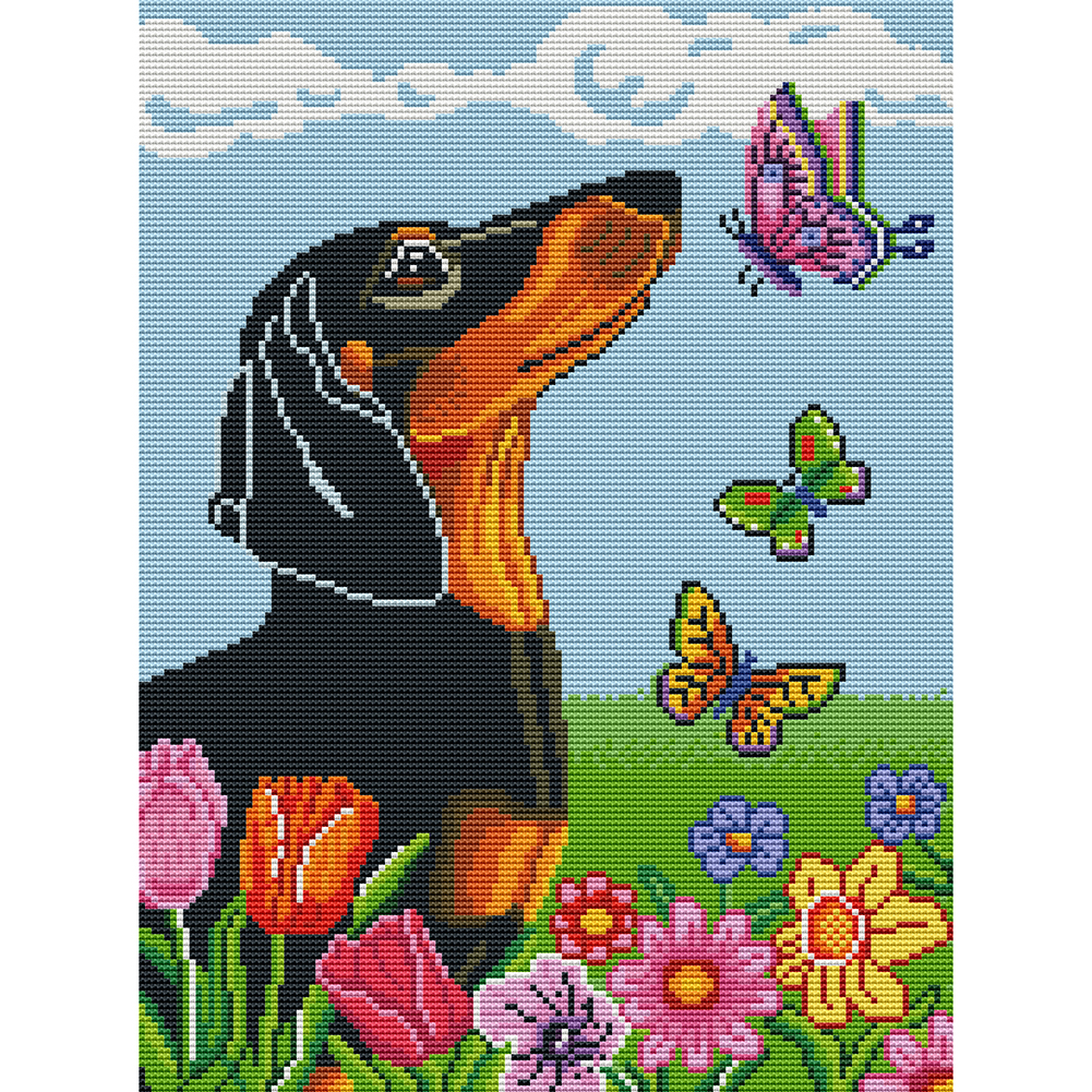 

Dog Butterfly - 11CT Stamped Cross Stitch - 46*36CM, 501 Original