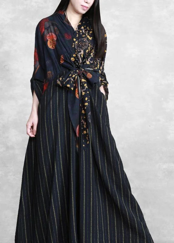 Luxy Black Linen Dress Long Caftan Gown
