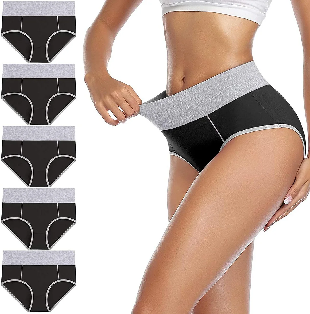 Billionm Seamless High-waist Women Underwear Solid Color Simple Black Cotton Panties Hip-lifting Panties For Women