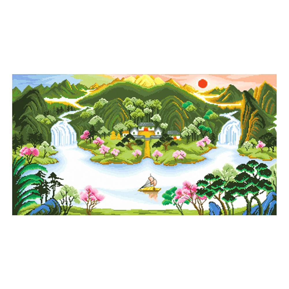 

Landscape - 11CT Stamped Cross Stitch - 93*56CM, 501 Original