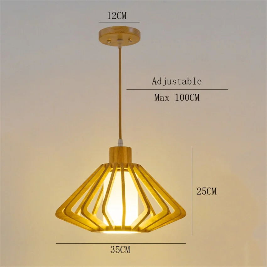 Vintage Wooden LED Pendant Lamp Barbershop Pendant Lights Lighting Restaurant Balcony Home Deco Hanging Lamps Bar Table Lighting