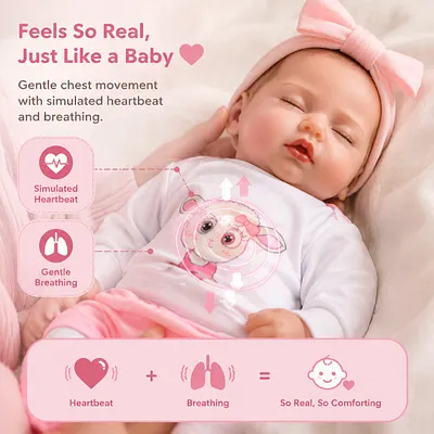Gentle heartbeat and soft breathing motions create a soothing, lifelike companion experience