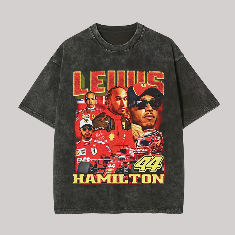 Ferrari 2025 Lewis 44 Hamilton Printed Oversize Washed T-Shirt