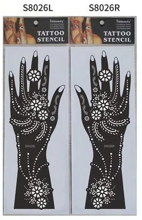 1pair 2pcs hand sleeve temporary tattoo stencil henna lace mandala tattoo template spray paint templates sheets lotus flowers