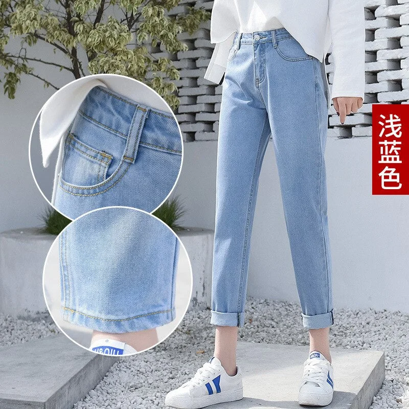 High Waist Jeans Women Plus Size Washed Solid Color All Match Black Streetwear 5XL Womens Trousers Top Quality Korean Style Soft