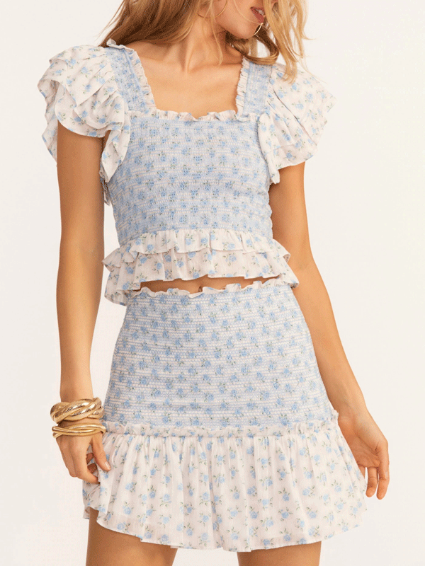 Pleated ruffle set