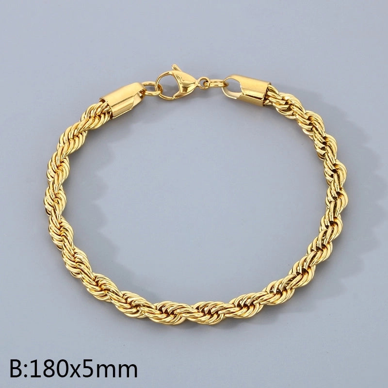 Minimalist Twist 304 Stainless Steel 18K Gold Plated Bracelets In Bulk