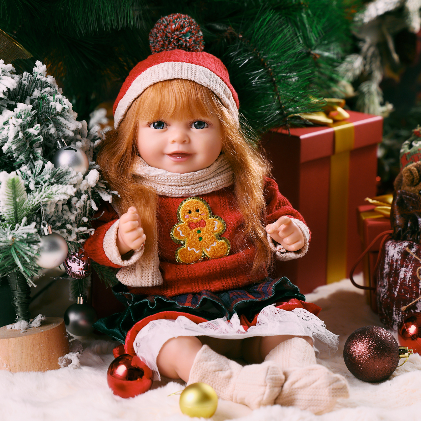 Babeside Christmas Doreen 20'' Reborn Baby Doll Smiling Adorable Older Girl Best Gift for Festival Christmas Suit-Cloth Body