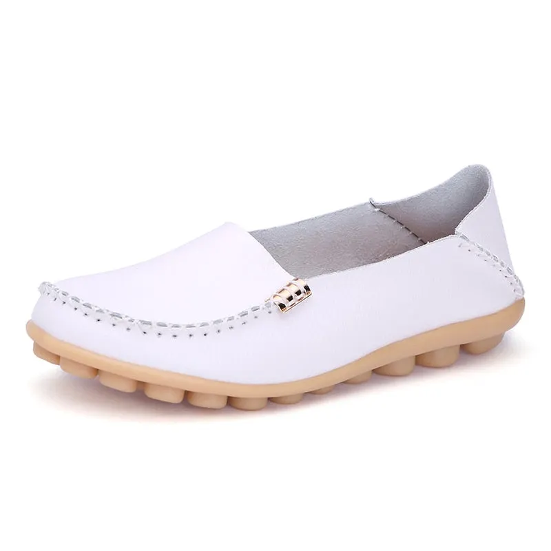 Women Flat 2021 Summer Women Genuine Leather Shoes Plus Size 35-42 Loafers Women Solid Casual Leather Flat Shoes Woman Footwear