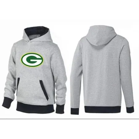 Green Bay Packers Logo Pullover Hoodie Grey & Black