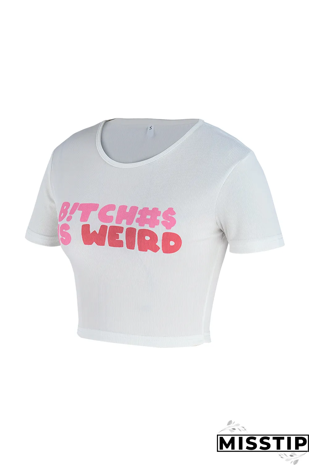 Green White Sexy Print Letter O Neck T-Shirts