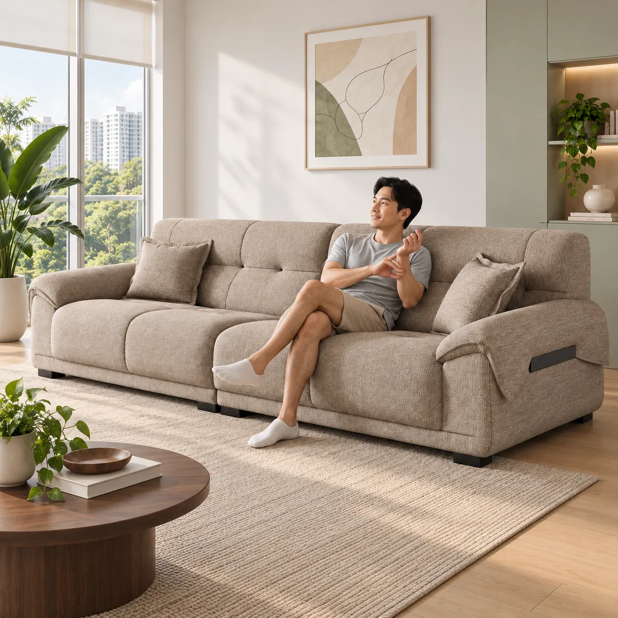 W09 Woven Sofa - Oatmeal — Scale & proportion