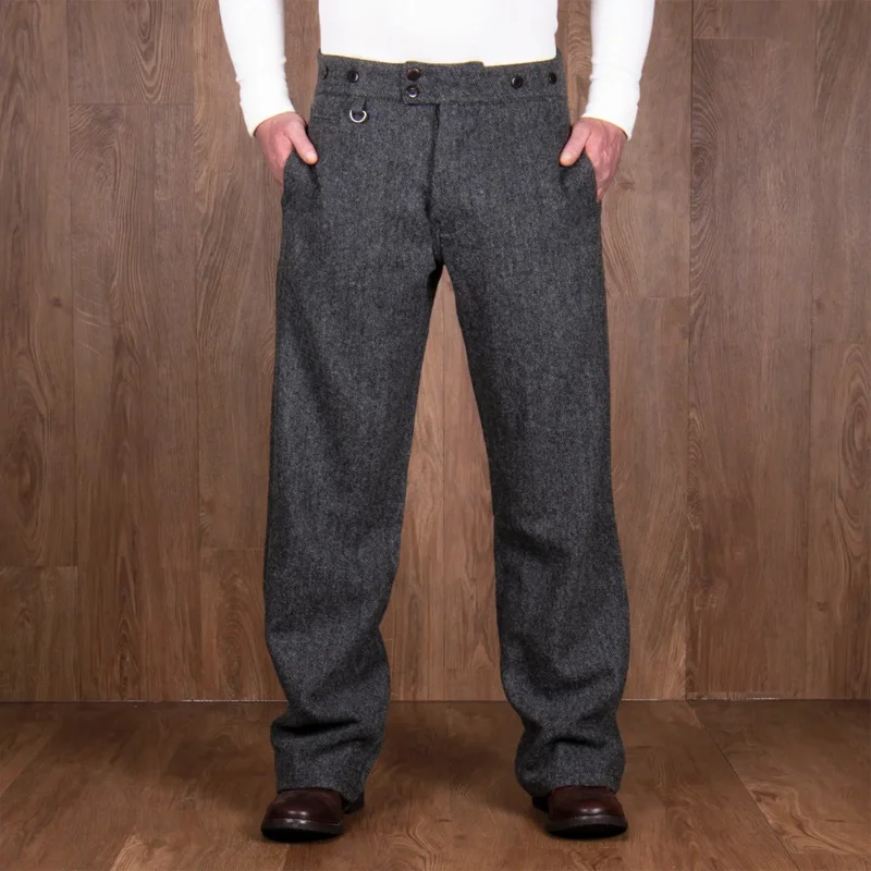 Casual Vintage Wool Blend Solid Trousers