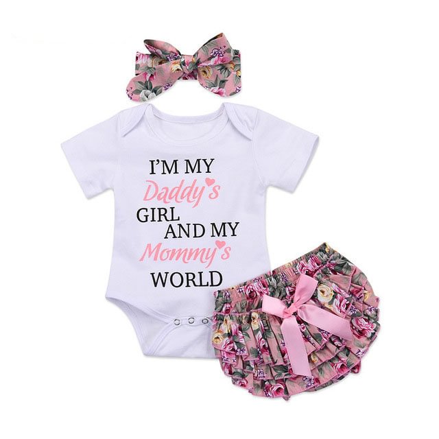 Wisefin Newborn Baby Girl Clothing Set Summer Baby Bodysuits+Floral PP Shorts+Headband Infant Outfits Cute Toddler Girl Clothes