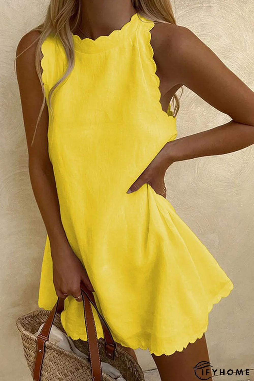Scalloped Sleeveless Mini Dress | IFYHOME