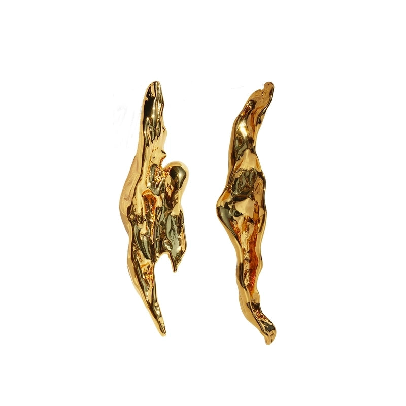 1 Pair Minimalist Cool Style IG Style Geometric Brass 24K Gold Plated Ear Studs