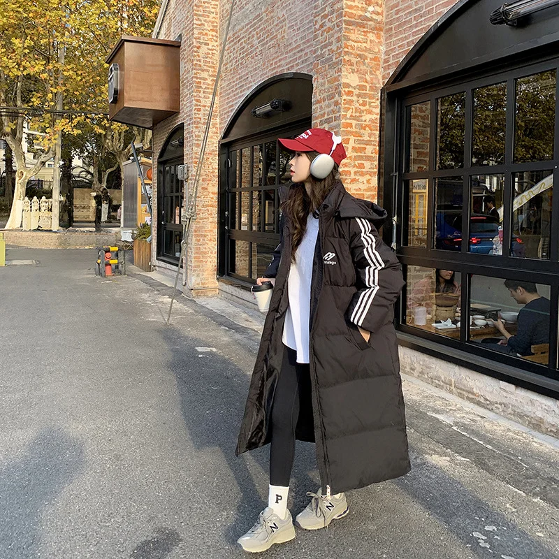 Woherb Medium Long Down Cotton-Padded Clothes Women Winter New Knee Students Loose Large Size Plus Thick Cotton-Padded Jacket Coat Bread Clothes-Outfit Ideas
