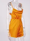 Solid Color Spaghetti-Neck Short Jumpsuit Bottoms