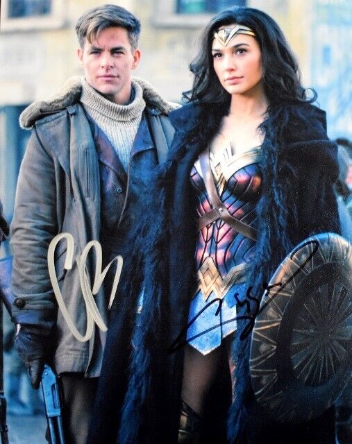 Gal Gadot and Chris Pine Signed - Autographed Wonder Woman 8x10 inch Photo Poster painting