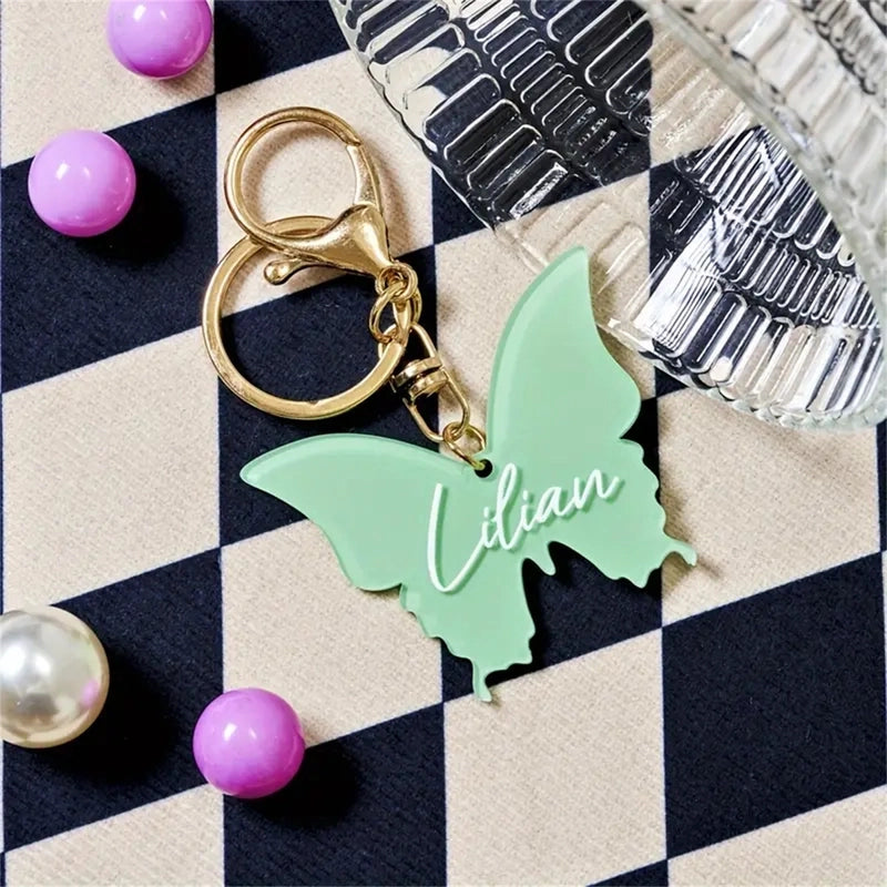 Vacation Minimalist Butterfly Arylic Alloy Animal Printing Butterfly Keychain