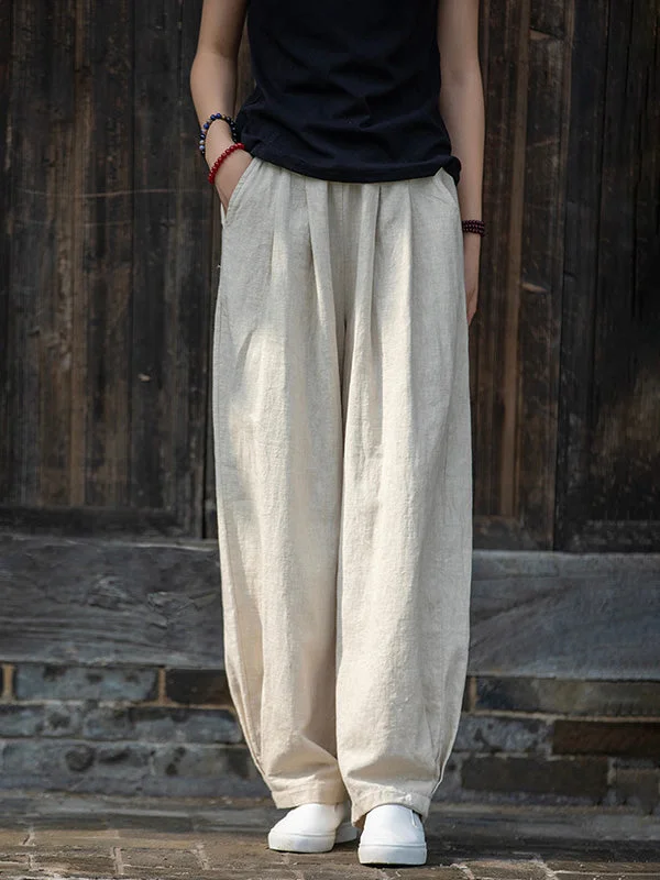 Pantaloni di lino larghi casuali