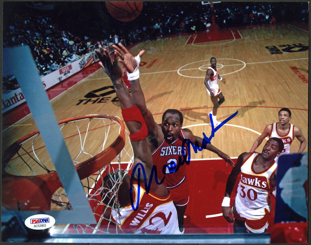 Moses Malone SIGNED 8x10 Photo Poster painting Philadelphia 76ers PSA/DNA AUTOGRAPHED HOF 2001