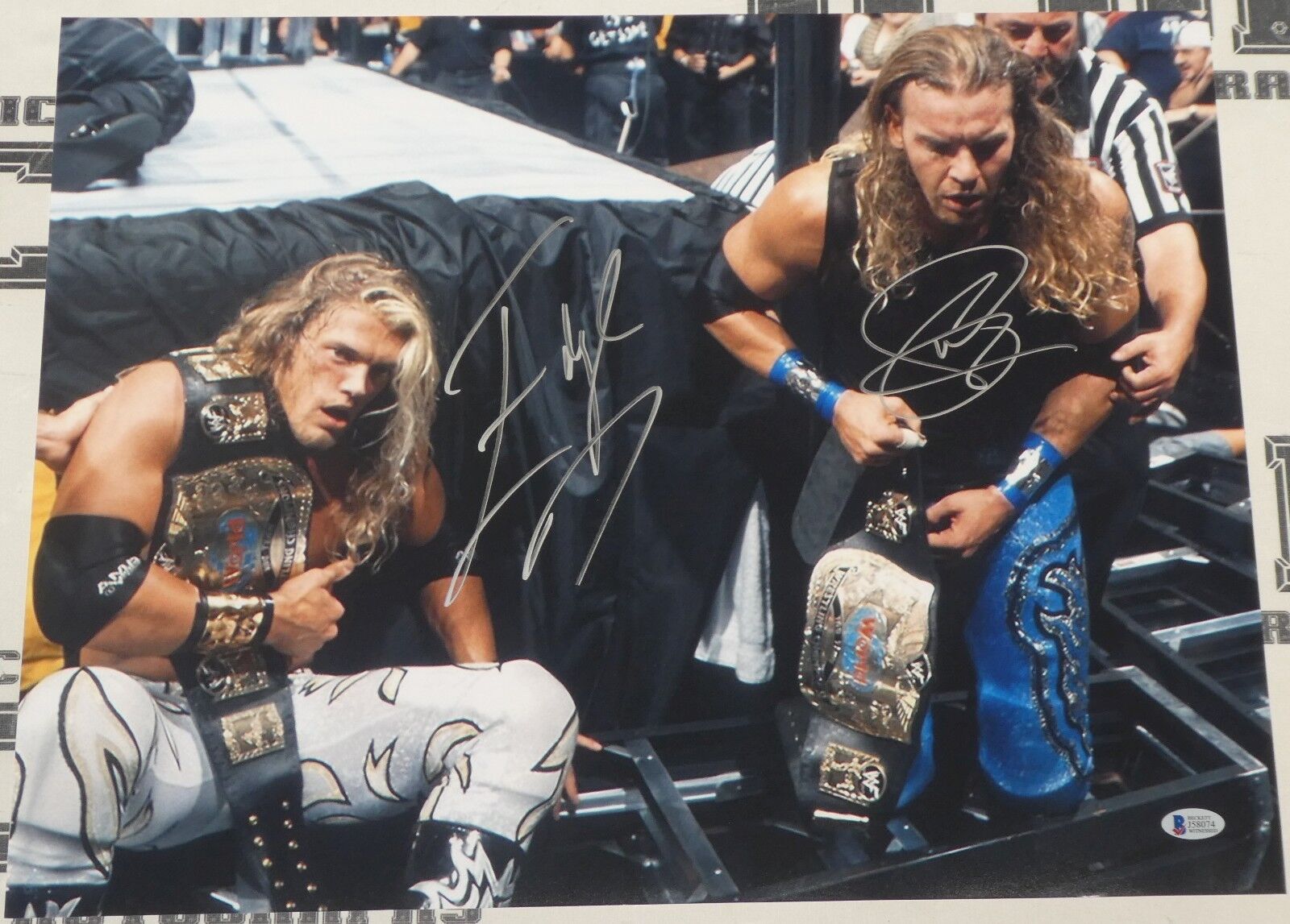 Edge & Christian Signed WWE 16x20 Photo Poster painting BAS COA Pro Wrestling Picture Autograph