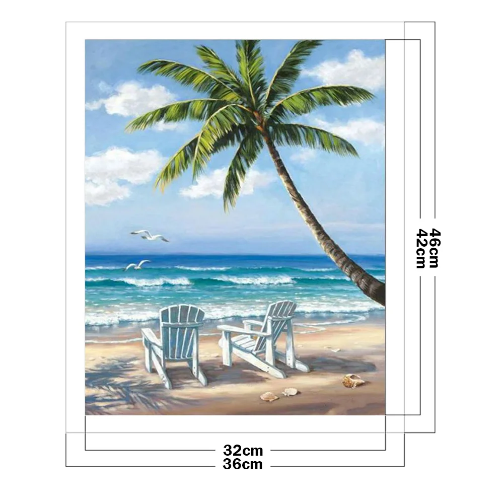 Full Embroidery Beach Counted Cross Stitch 11CT 3 Strand Cotton Needlework