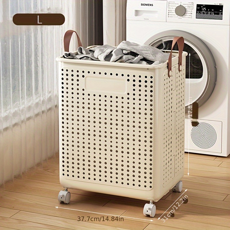 Large Capacity Foldable Laundry Basket - 1pc With Wheels For Easy Movement, Handle, and Home Organization