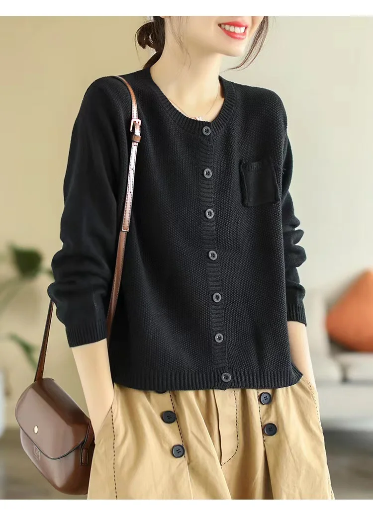 Chicfifth Sweater Women Winter Long Sleeve High Quality Autumn Vintage Top Knitted Cardigan