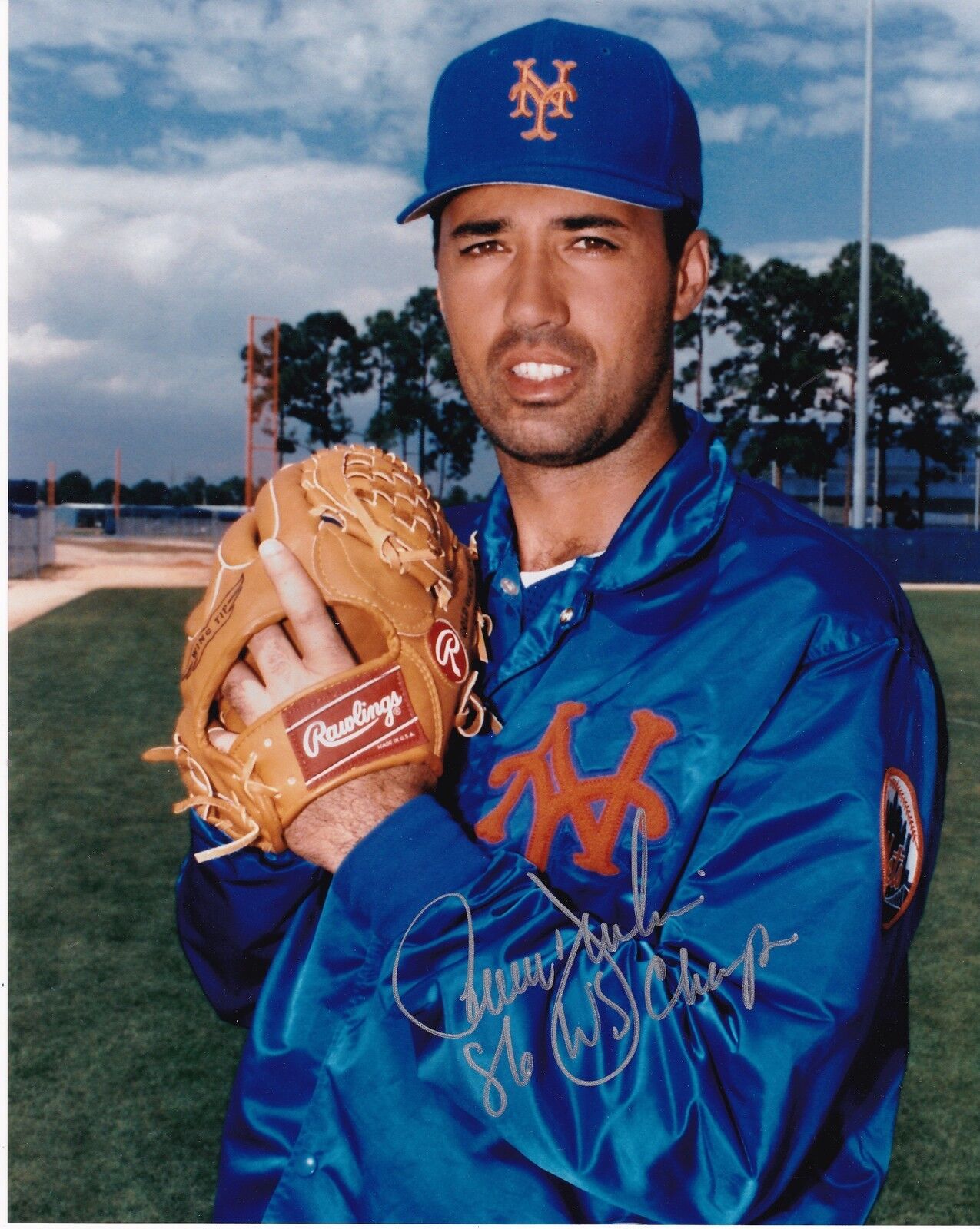 RON DARLING NEW YORK METS 1986 WS CHAMPS ACTION SIGNED 8x10