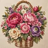 Vintage Peony Full Stamped 11CT 3 Strands Cross Stitch Kit 45x45cm