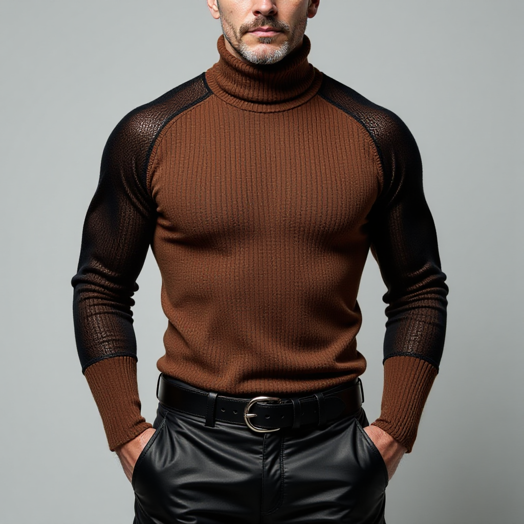 Men's Knitted Patchwork Warm Sweatshirt-inspireuse