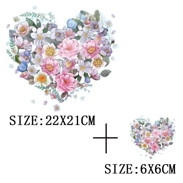 Beautiful Flowers Thermal Sticker On T-shirt DIY Washable Iron On Transfer For Clothing Funny Design Patches On Clothes Applique