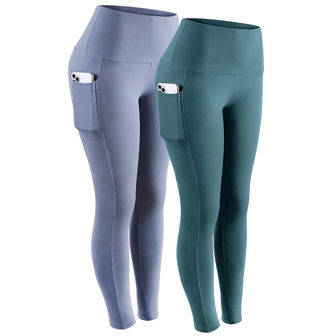 ATHVOTAR Middle Waist Leggings With Pocket Elastic Women Leisure Type Push Up Leggings Women Gym Hip Fitness Pants