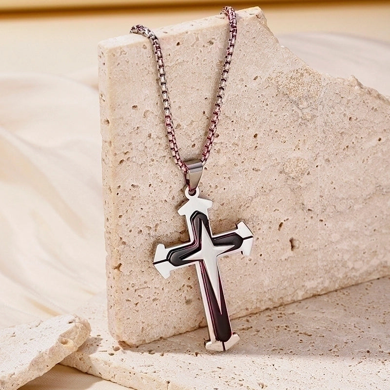 Hip-Hop Retro Cross Round Square 304 Stainless Steel Women’s Pendant Necklace