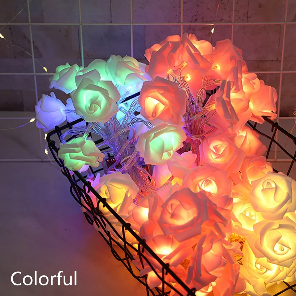 Athvotar Operated 10/20 LED Rose Flower String Lights Artificial Flower Bouquet Garland for Valentine's Day Wedding Party