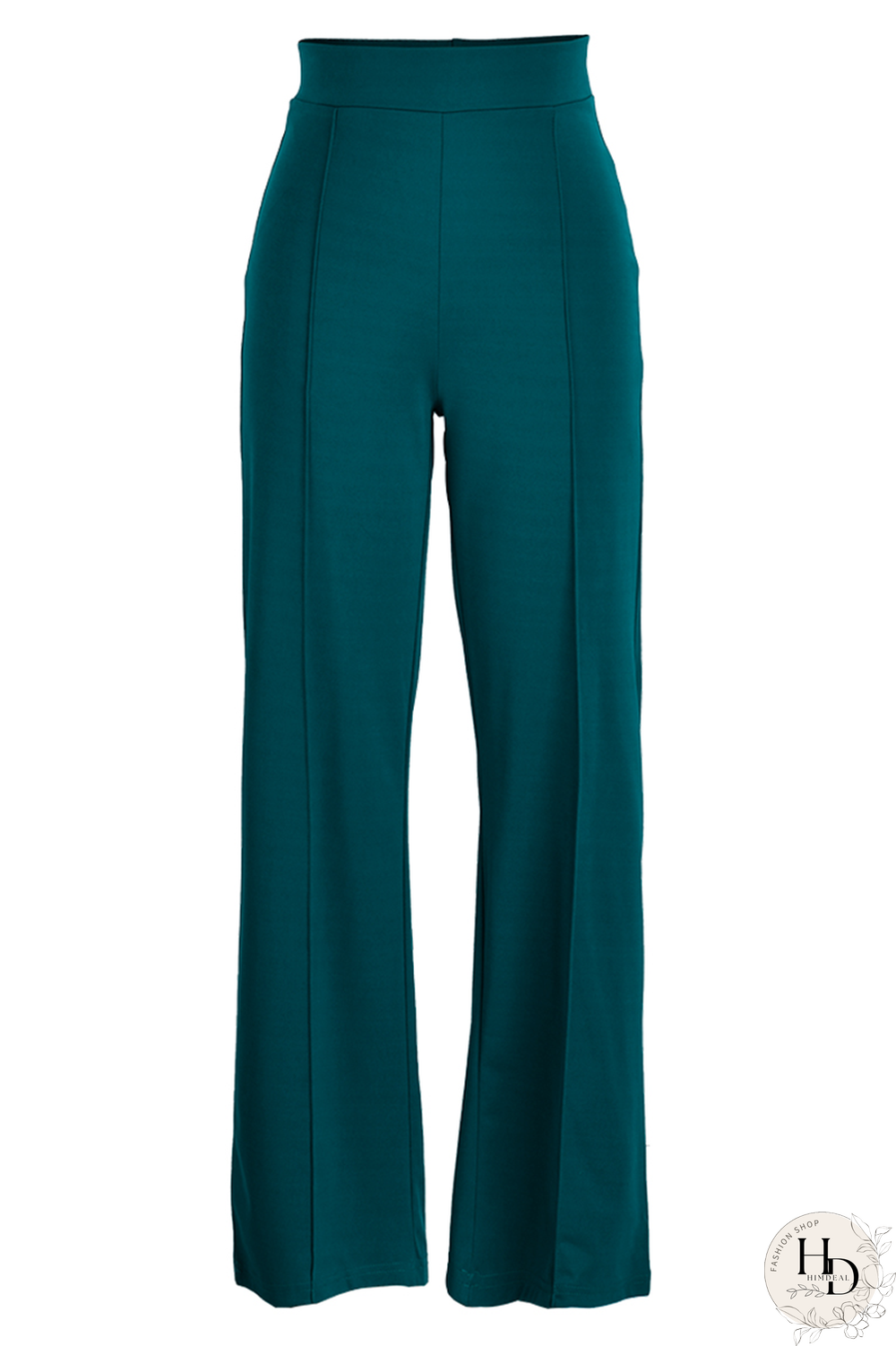 Ink Green Casual Solid Patchwork Boot Cut High Waist Speaker Solid Color Bottoms